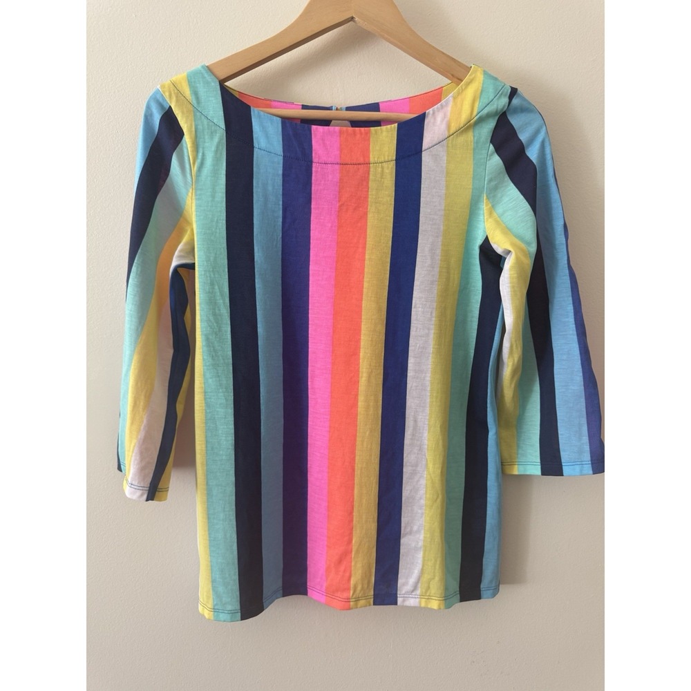 Lilly Pulitzer WAVERLY TOP Multicolor Lilly's Rainbow Stripe Small Long Sleeve
